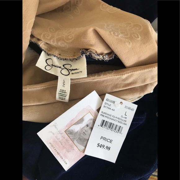 Jessica Simpson Navy Blue Cord Corduroy Maternity Jeans Pants Skinny L new NWT - Picture 7 of 8